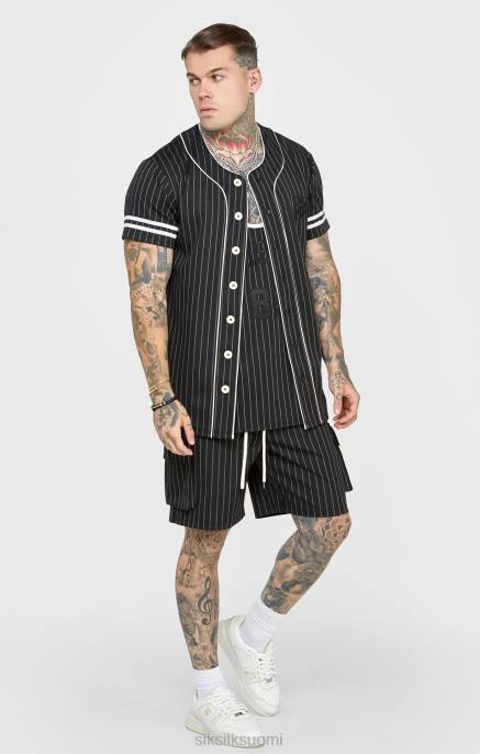 SikSilk musta baseball-paita miehet 6LR8390 vaatteet
