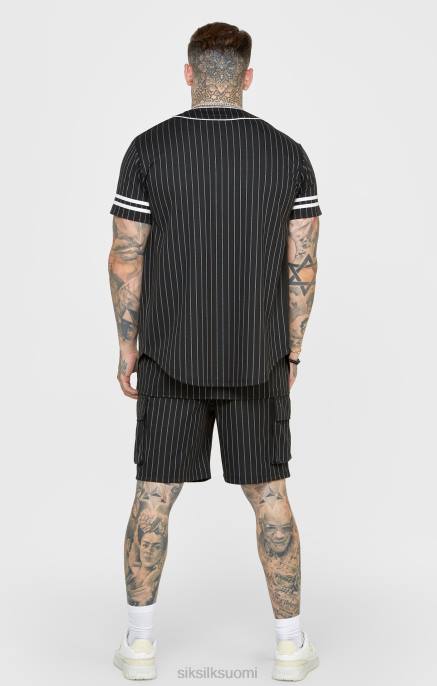 SikSilk musta baseball-paita miehet 6LR8390 vaatteet