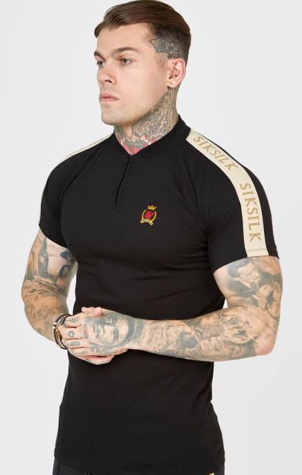 SikSilk musta crest lyhythihainen poolo miehet 6LR8385 vaatteet
