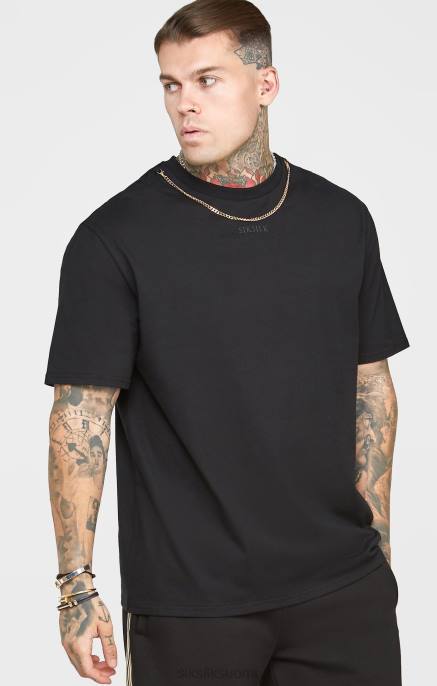 SikSilk musta ketju ylisuuri t-paita miehet 6LR8387 vaatteet