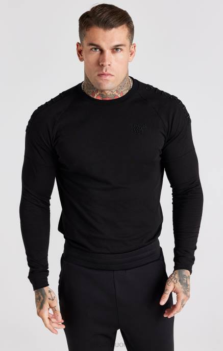 SikSilk musta paneeli lihasmallinen t-paita miehet 6LR8362 vaatteet