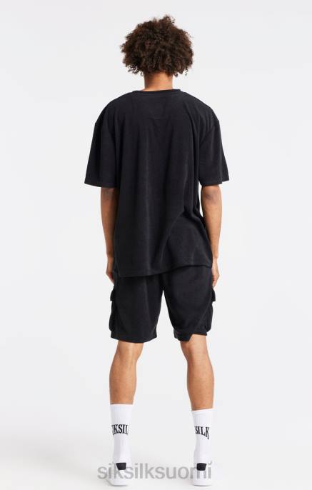 SikSilk musta pyyhkeet ylimitoitettu t-paita miehet 6LR8408 vaatteet