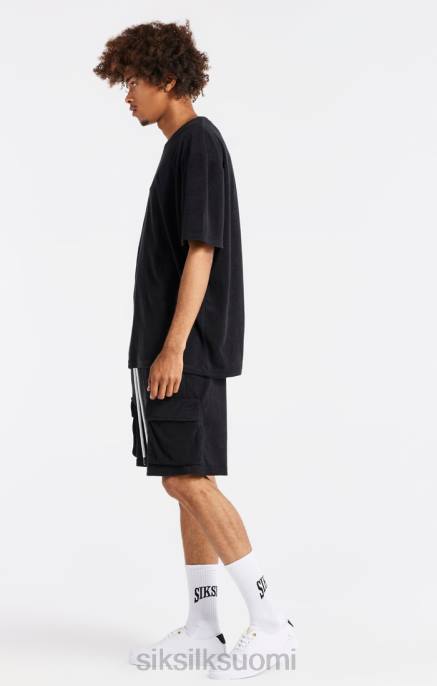 SikSilk musta pyyhkeet ylimitoitettu t-paita miehet 6LR8408 vaatteet