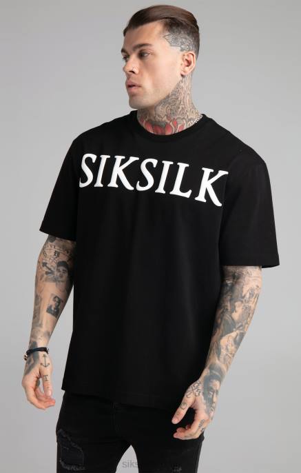 SikSilk musta rento t-paita miehet 6LR8407 vaatteet