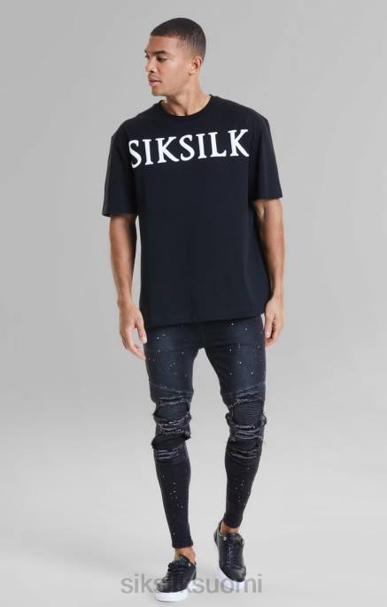 SikSilk musta rento t-paita miehet 6LR8407 vaatteet
