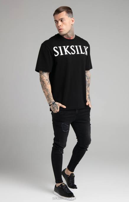 SikSilk musta rento t-paita miehet 6LR8407 vaatteet