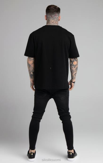 SikSilk musta rento t-paita miehet 6LR8407 vaatteet