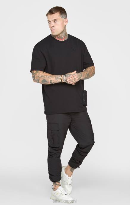 SikSilk musta tasku ylisuuri t-paita miehet 6LR8399 vaatteet
