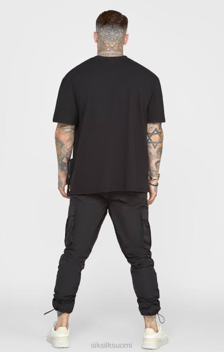 SikSilk musta tasku ylisuuri t-paita miehet 6LR8399 vaatteet