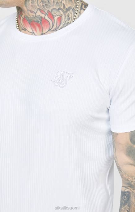 SikSilk valkoinen joustinneule t-paita miehet 6LR8381 vaatteet