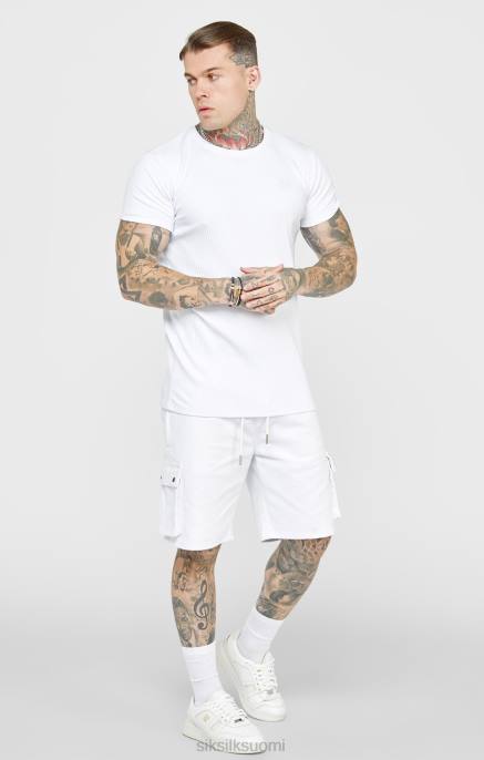 SikSilk valkoinen joustinneule t-paita miehet 6LR8381 vaatteet
