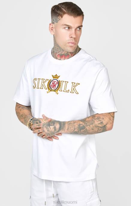 SikSilk valkoinen oversized crest t-paita miehet 6LR8376 vaatteet