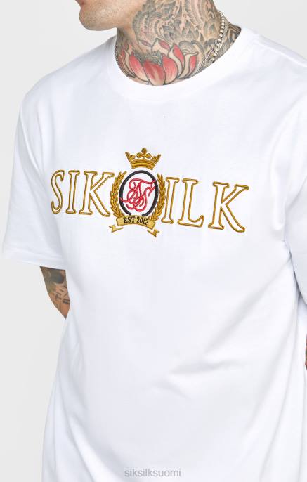 SikSilk valkoinen oversized crest t-paita miehet 6LR8376 vaatteet