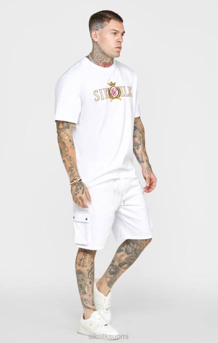 SikSilk valkoinen oversized crest t-paita miehet 6LR8376 vaatteet
