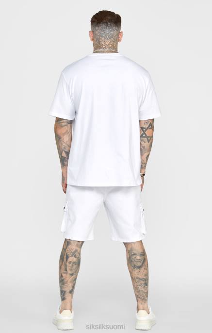 SikSilk valkoinen oversized crest t-paita miehet 6LR8376 vaatteet