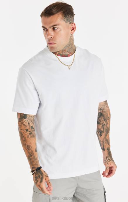 SikSilk valkoinen rento printtiketjullinen t-paita miehet 6LR8393 vaatteet
