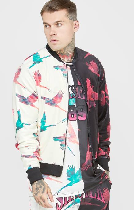 SikSilk ekruprintti bomber-takki miehet 6LR8469 vaatteet