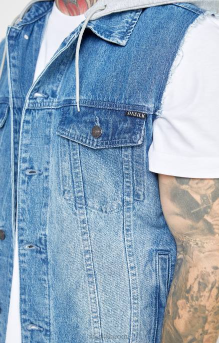 SikSilk huuhtelu & denim gilet miehet 6LR8473 vaatteet