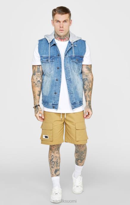 SikSilk huuhtelu & denim gilet miehet 6LR8473 vaatteet