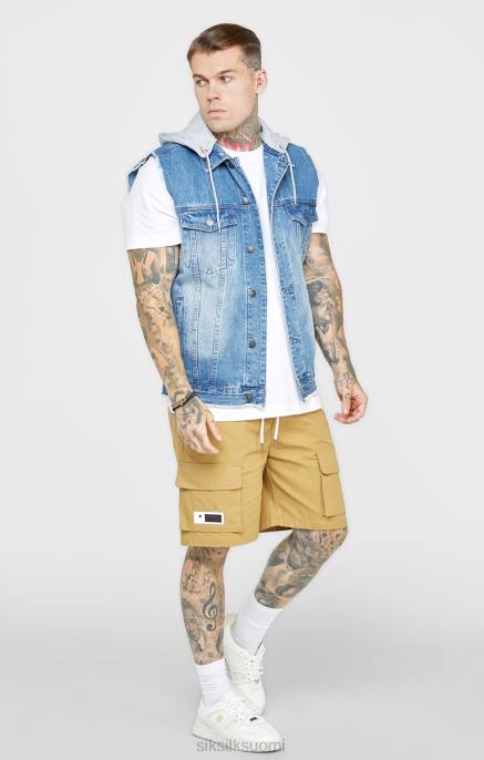 SikSilk huuhtelu & denim gilet miehet 6LR8473 vaatteet