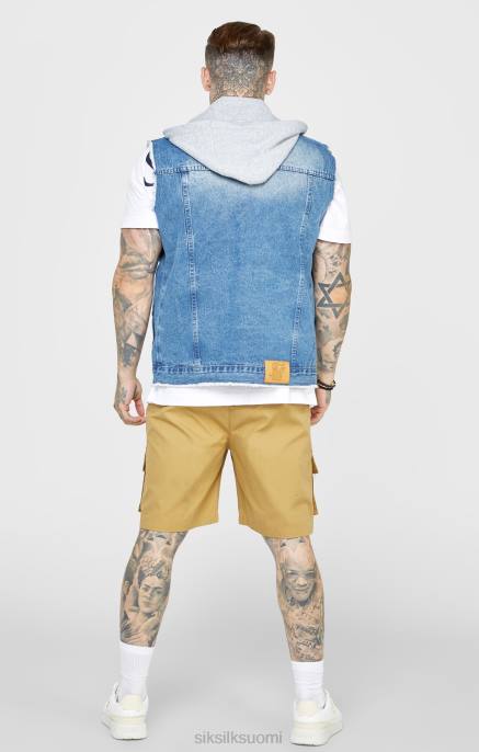 SikSilk huuhtelu & denim gilet miehet 6LR8473 vaatteet
