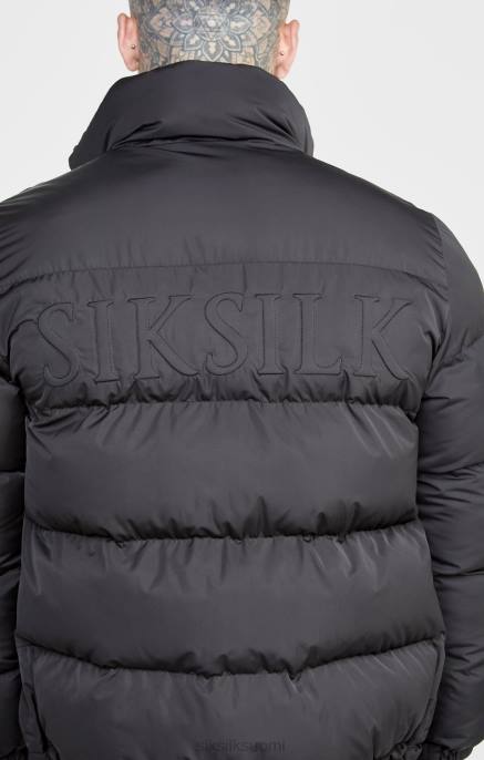 SikSilk musta kohokuvioitu kuplatakki miehet 6LR8479 vaatteet