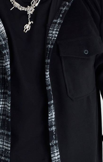 SikSilk musta kontrastihupullinen paita miehet 6LR8490 vaatteet