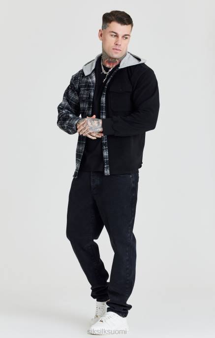 SikSilk musta kontrastihupullinen paita miehet 6LR8490 vaatteet