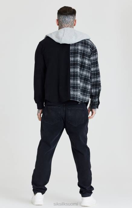 SikSilk musta kontrastihupullinen paita miehet 6LR8490 vaatteet