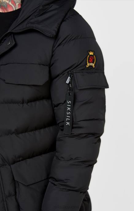 SikSilk musta parka takki miehet 6LR8480 vaatteet