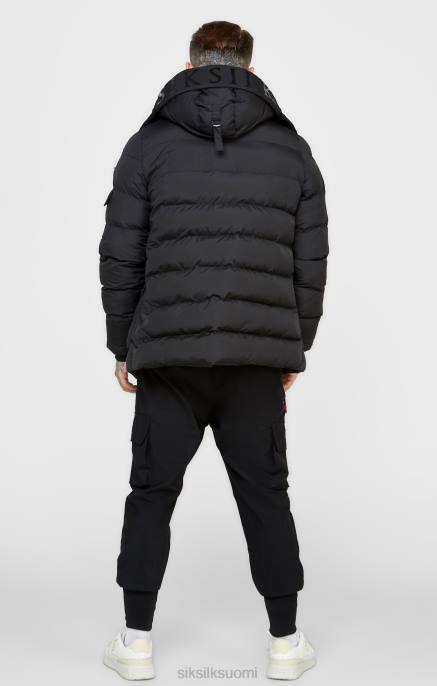 SikSilk musta parka takki miehet 6LR8480 vaatteet