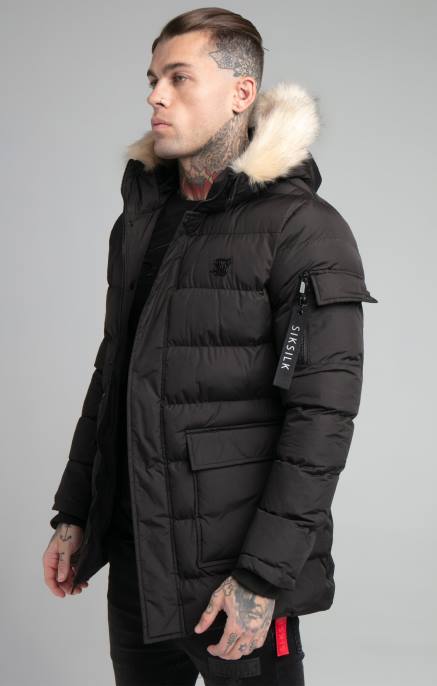 SikSilk musta retkikunta parka miehet 6LR8493 vaatteet
