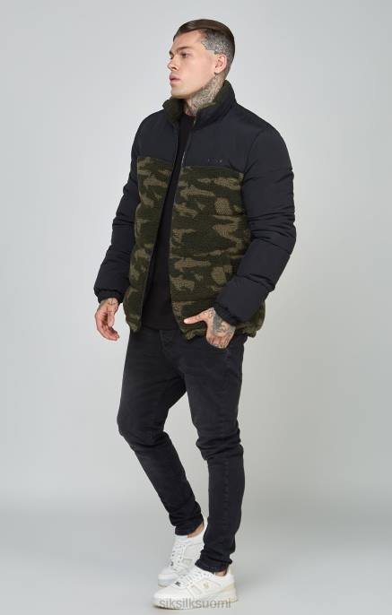 SikSilk musta sherpa-kuplatakki miehet 6LR8485 vaatteet