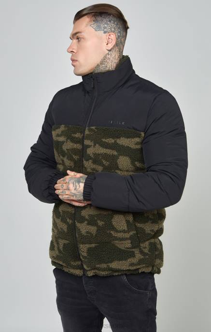 SikSilk musta sherpa-kuplatakki miehet 6LR8485 vaatteet