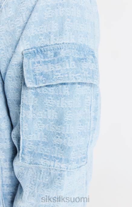 SikSilk sininen jacquard denim bomber-takki miehet 6LR8471 vaatteet