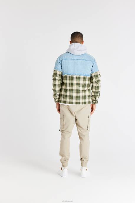 SikSilk vihreä ruudullinen kontrastifarkkutakki miehet 6LR8496 vaatteet