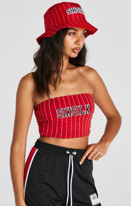 SikSilk punainen pinstripe bandeau toppi naiset 6LR8208 vaatteet