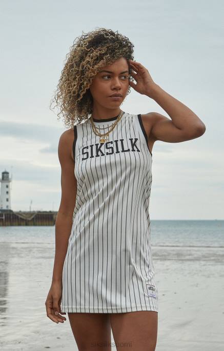 SikSilk ecru koripallon raidallinen mekko naiset 6LR8144 vaatteet