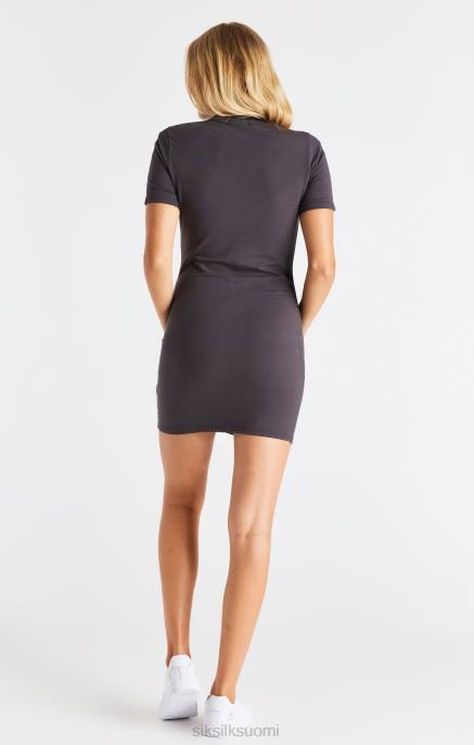 SikSilk lyhythihainen teipattu mekko - harmaa naiset 6LR8155 vaatteet