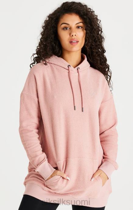 SikSilk vaaleanpunainen reverse fleece-huppari naiset 6LR8146 vaatteet