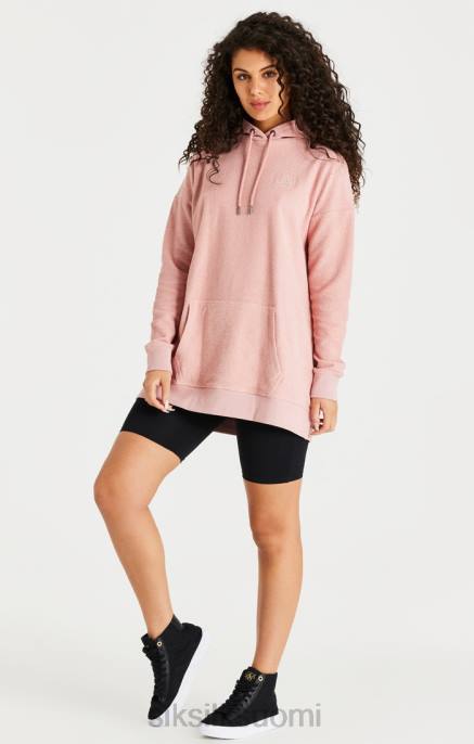 SikSilk vaaleanpunainen reverse fleece-huppari naiset 6LR8146 vaatteet