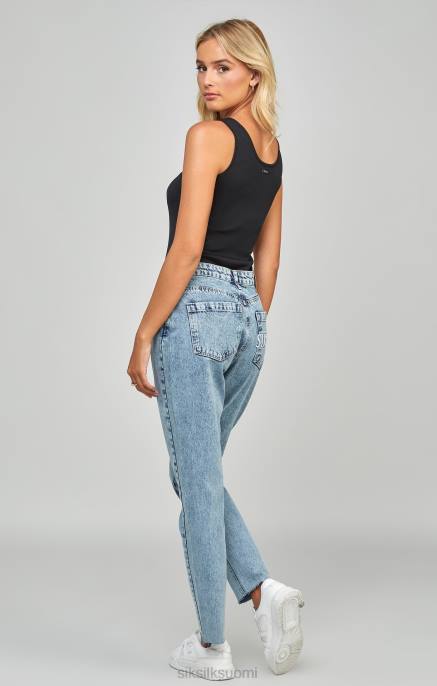 SikSilk vaaleansininen pesu brodeerattu mom jean naiset 6LR8190 vaatteet