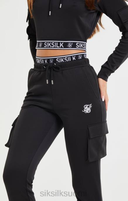 SikSilk musta cargo pocket jogger naiset 6LR8157 vaatteet