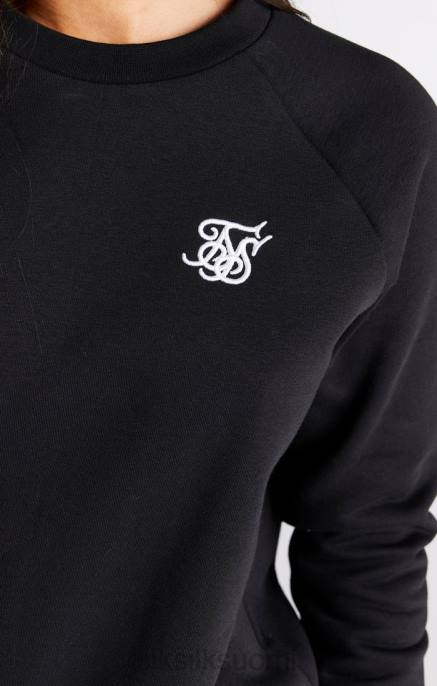 SikSilk musta essential crew collegepaita naiset 6LR898 vaatteet