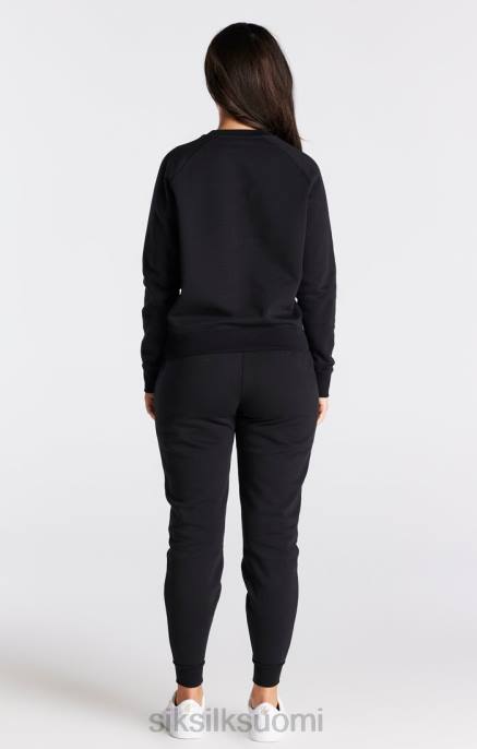 SikSilk musta essential crew collegepaita naiset 6LR898 vaatteet