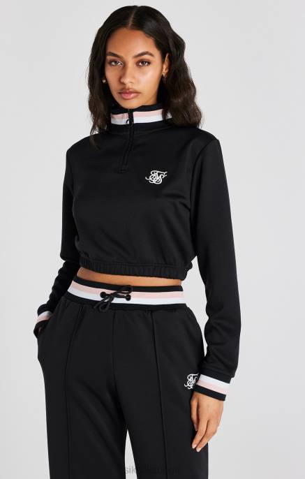SikSilk musta varsity 1/4 vetoketjullinen toppi naiset 6LR875 vaatteet