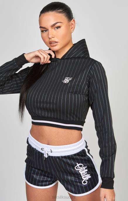 SikSilk musta varsity crop tracktop naiset 6LR885 vaatteet