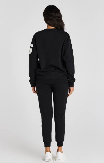 SikSilk musta yliopistologoinen collegepaita naiset 6LR876 vaatteet