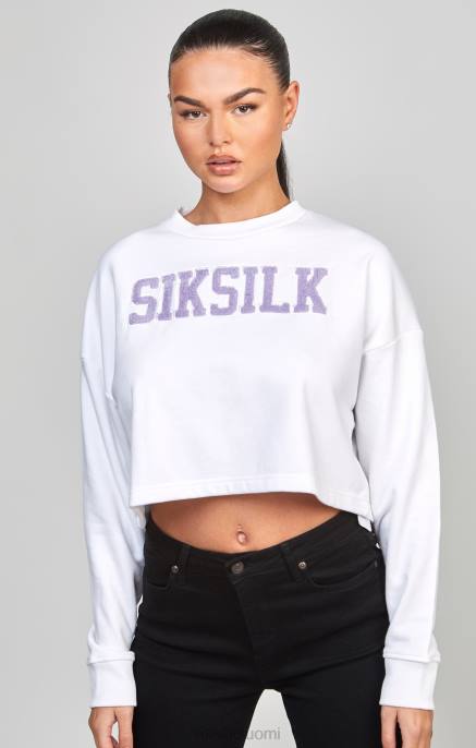 SikSilk valkoinen crop varsity collegepaita naiset 6LR884 vaatteet