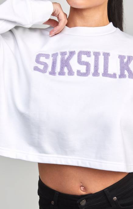 SikSilk valkoinen crop varsity collegepaita naiset 6LR884 vaatteet